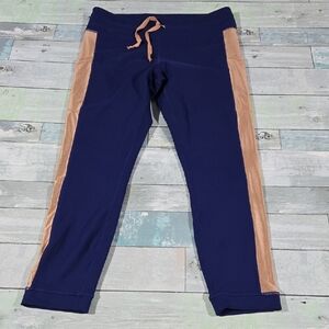 Fabletics Blue And Gold Powerhold Workout Pant Leggings Size Medium